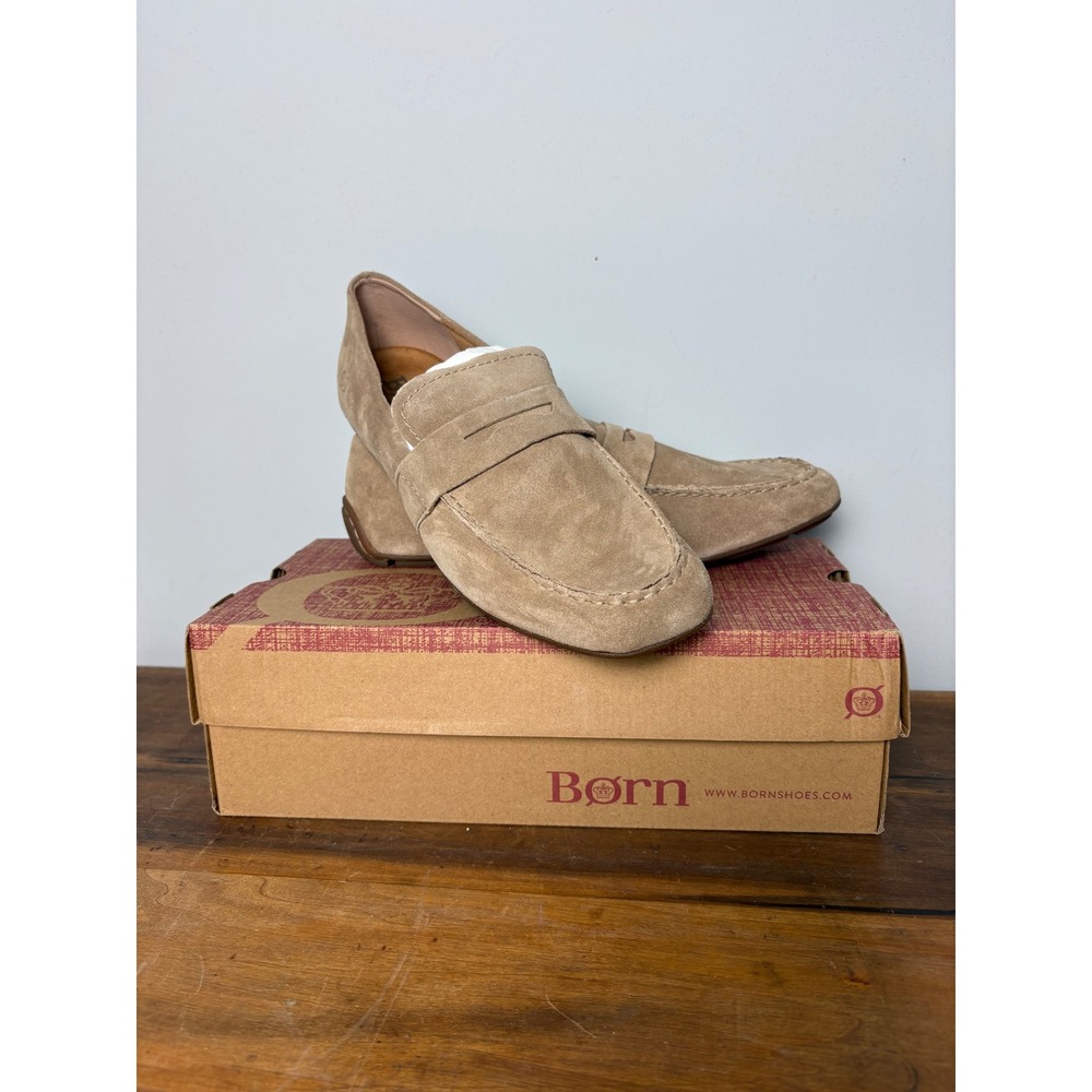 Born Melinda Taupe Suede Penny Loafers Womens 11 BR0041317 New In Box